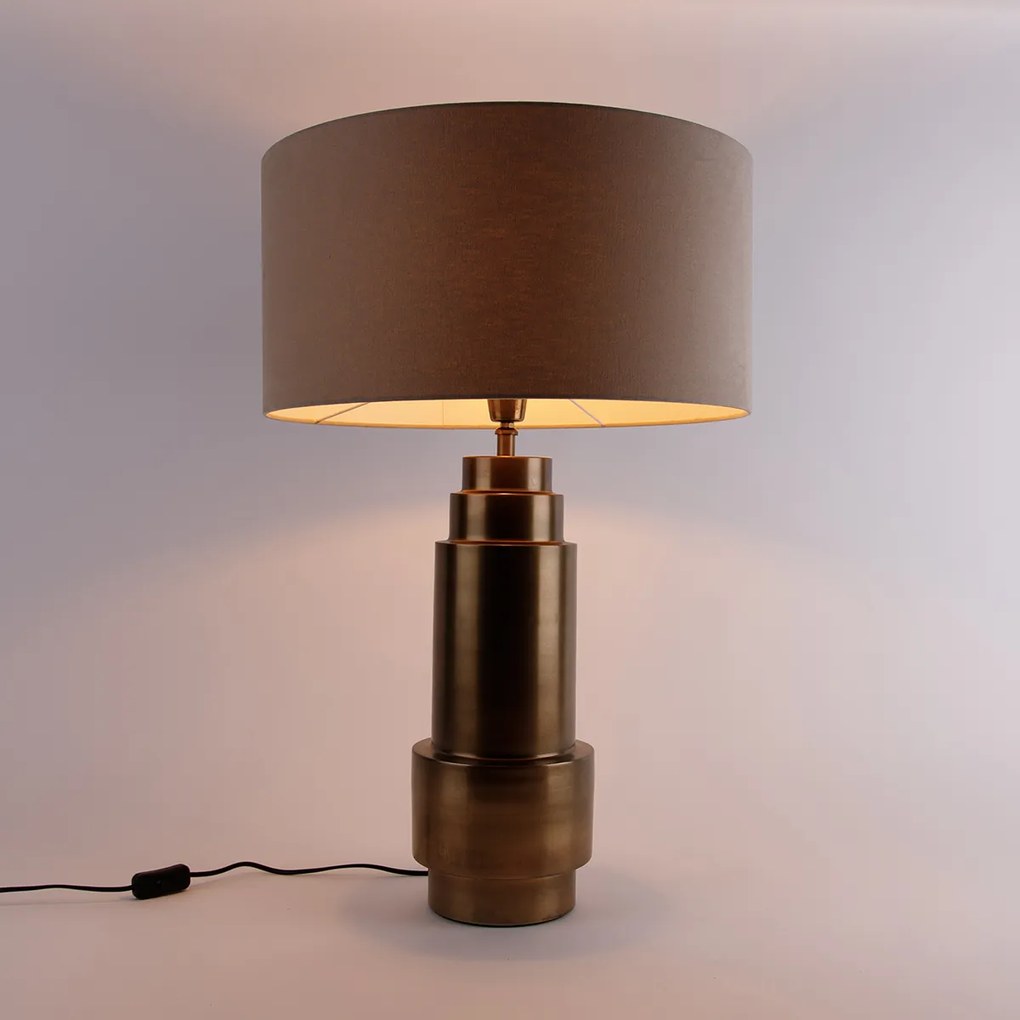 Stolná lampa bronzová s tienidlom z látky svetlohnedá 50 cm - Bruut