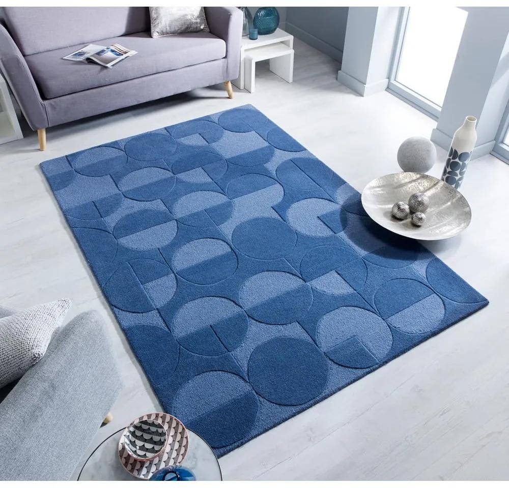 Modrý koberec z vlny Flair Rugs Gigi, 120 × 170 cm