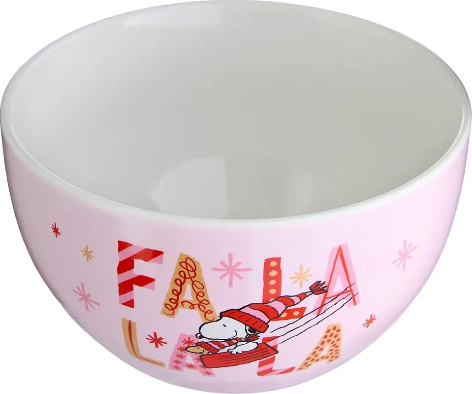 PEANUTS Miska "FaLaLaLa" 600 ml - sv. růžová