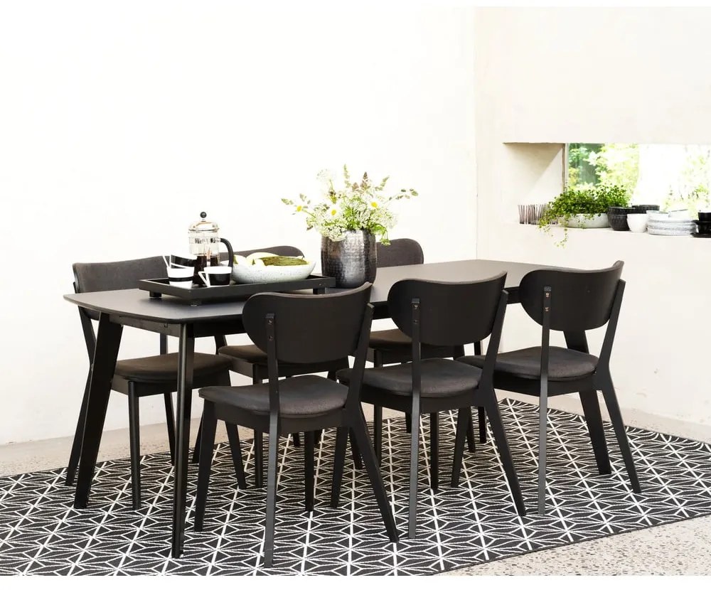 Čierna dubová jedálenská stolička s tmavosivým sedadlom Rowico Cato