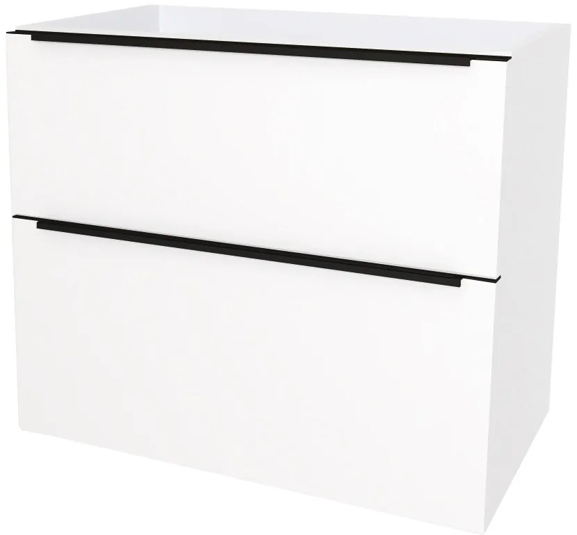 Mereo, Mereo Mailo, kúpeľňová skrinka 81 cm, čierne madlo, Multidecor, Biela Arctic, MER-CN591SBBIAA