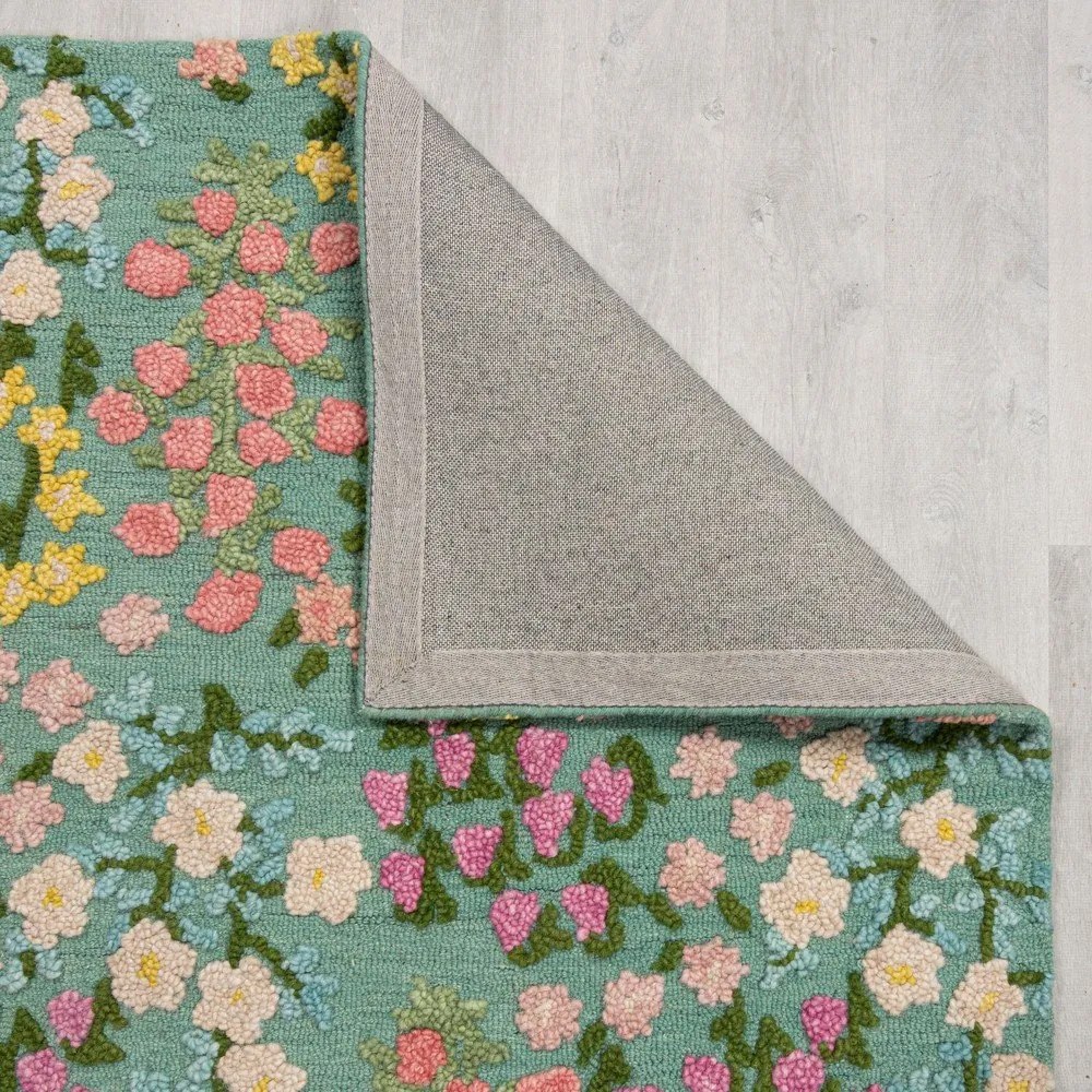 Ručne tkaný vlnený koberec v mentolovej farbe 200x290 cm Emilia Floral – Flair Rugs