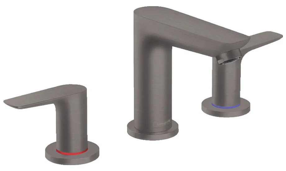 Hansgrohe Talis E, trojotvorová umývadlová batéria s odtokovou súpravou s ťahadlom, kefovaná čierna chrómová, HAN-71733340