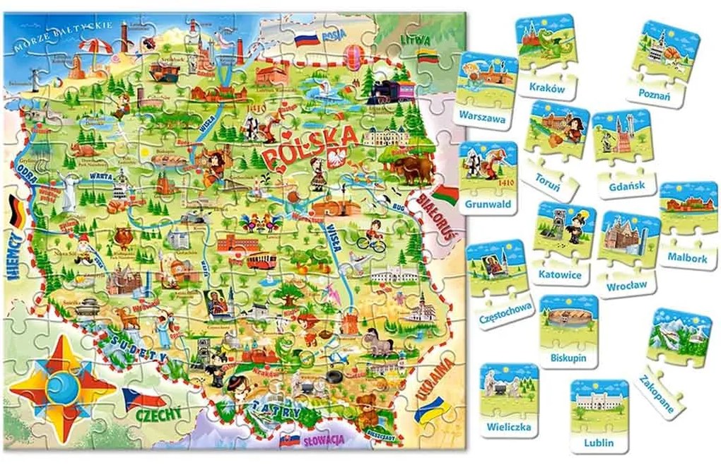 KIK CASTORLAND Náučná puzzle mapa Poľska