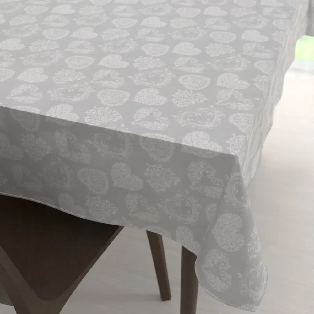 Biante Dekoračný obdĺžnikový obrus PML-071 Srdce s ornamentami na sivom 60x100 cm