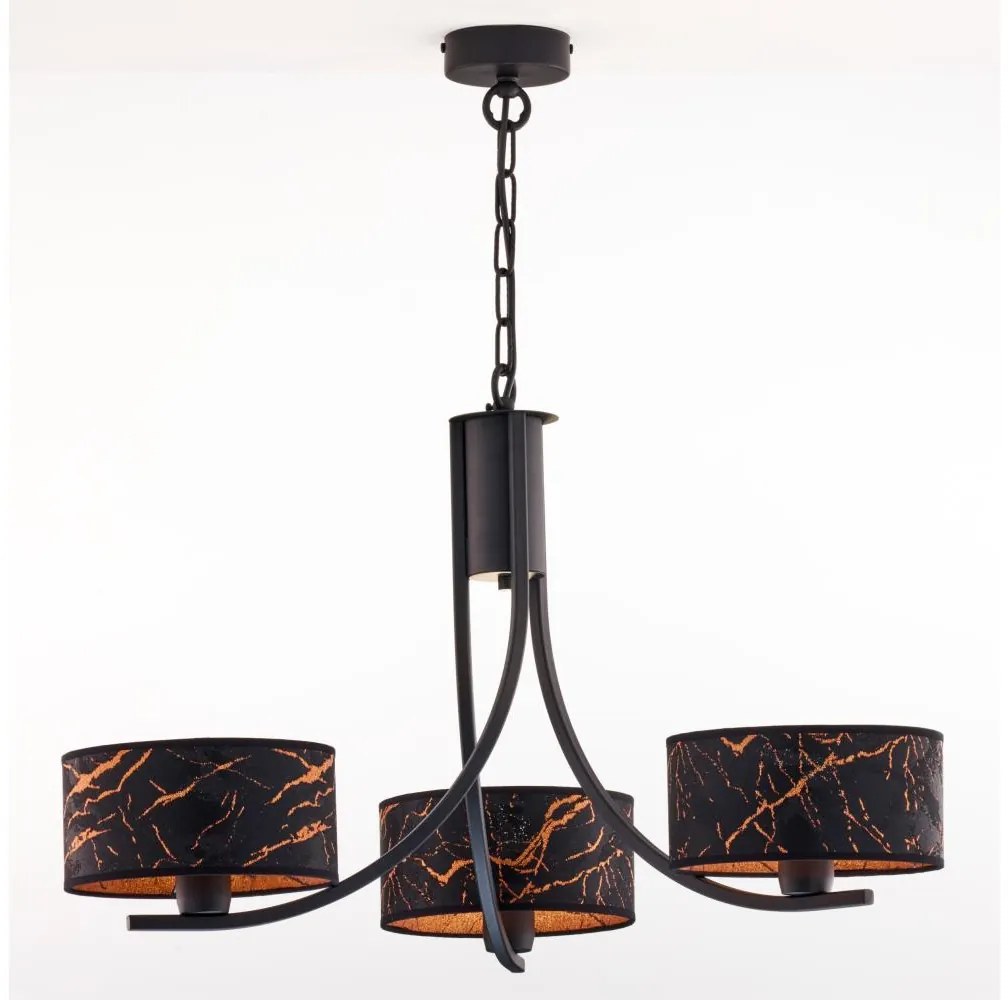 Jupiter 2106- Luster na reťazi ARTHUR 3xE27/15W/230V čierna/oranžová/mramorový dekor