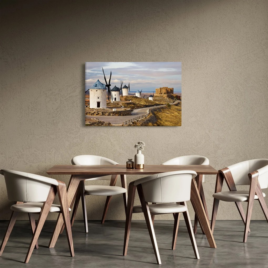 Obraz - Veterné mlyny Consuegra, Španielsko (90x60 cm)