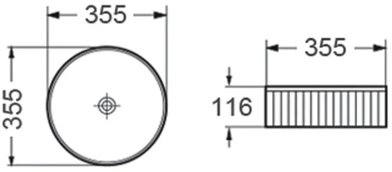 Mexen Grovo, ryhované umývadlo na dosku 35 × 35 cm, čierna matná, 22303585