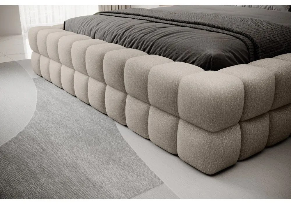 Béžová čalúnená dvojlôžková posteľ s úložným priestorom s roštom 140x200 cm Dizzle – ELTAP
