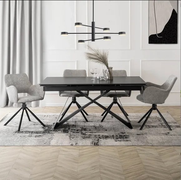 Rozkladací stôl ROCCO 160–240 cm čierny mramor / Čierna