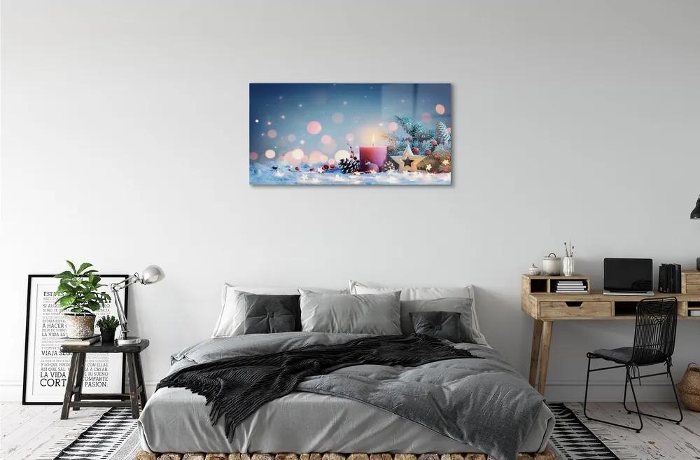 Sklenený obraz Svätý sviečka snehu 100x50 cm