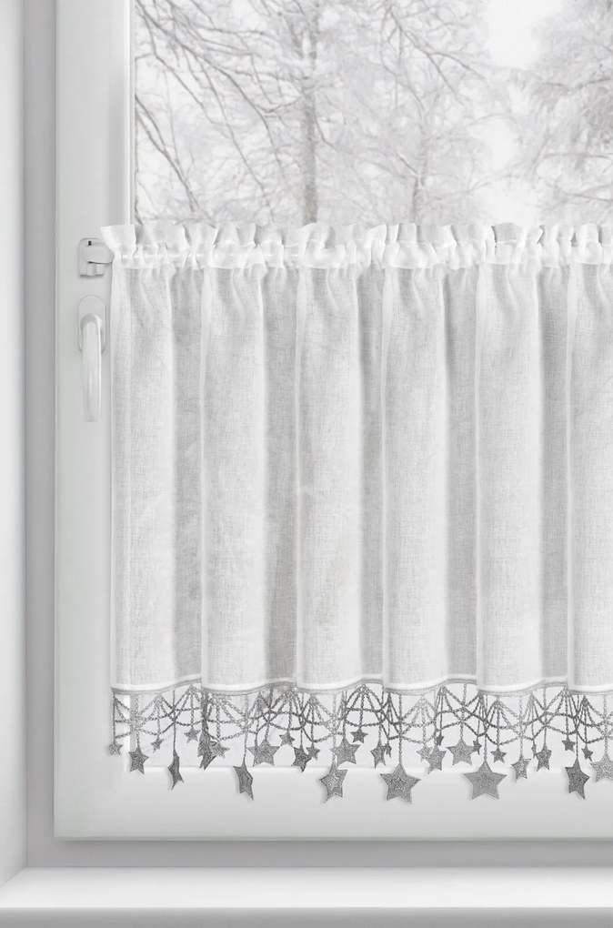 KRÁTKA VIANOČNÁ ZÁCLONA NA PÁSKE XMAS 60X150 CM HVIEZDY