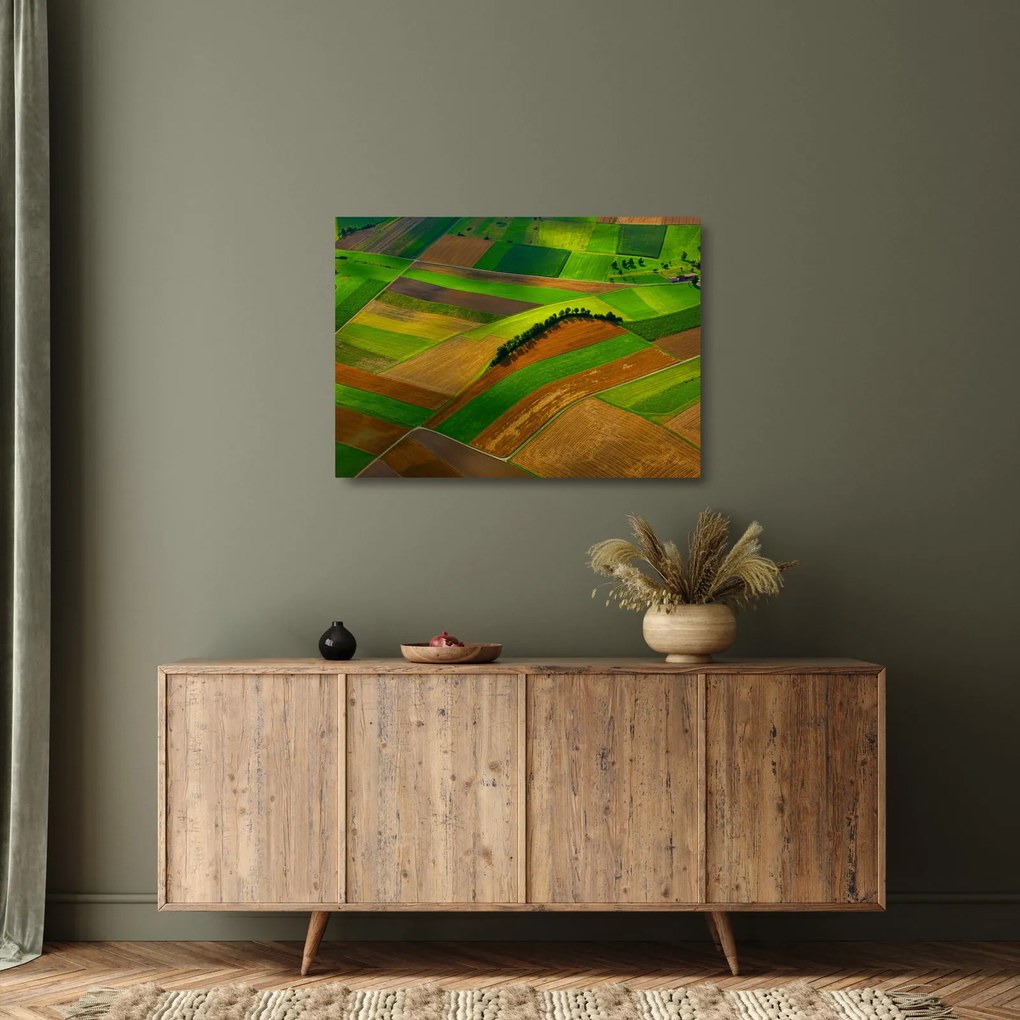 Sklenený obraz - Polia, lúky (70x50 cm)