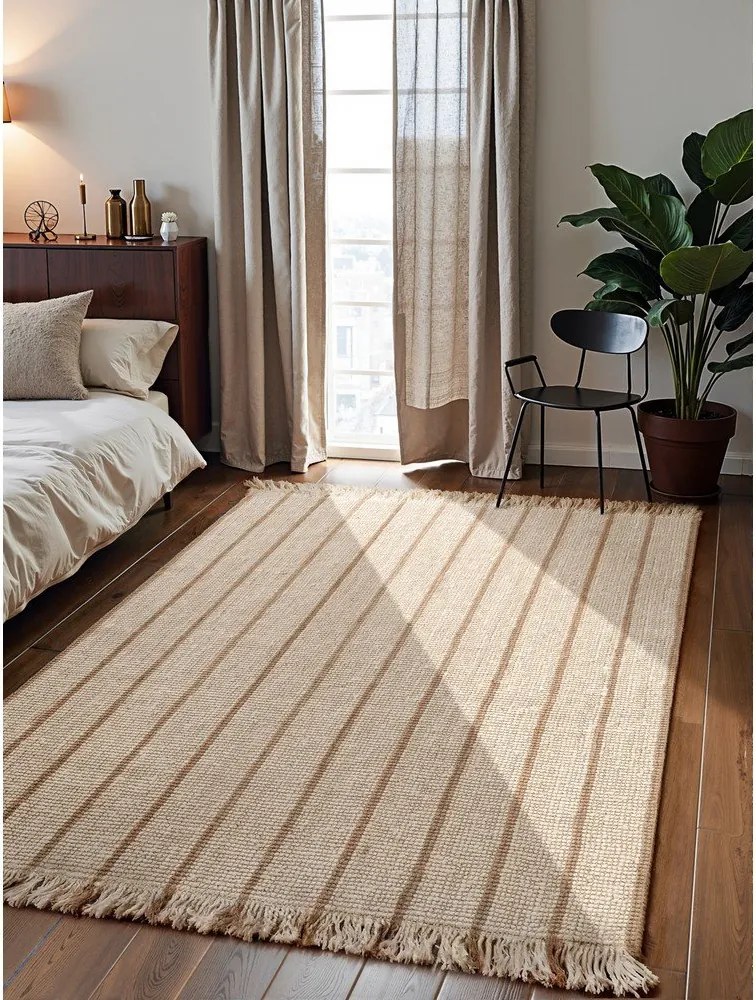 Krémovobiely ručne tkaný jutový koberec 160x230 cm Harvest Sierra – Elle Decoration