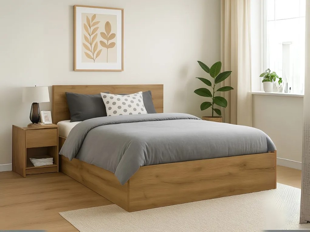 Posteľ SOFIA 160 x 200 cm, dub artisan Rošt: S lamelovým roštom, Matrac: Matrac DELUXE 10 cm