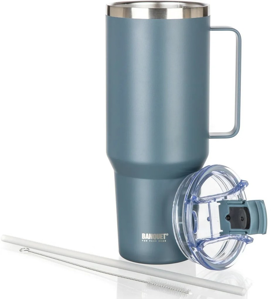 Banquet Termohrnček nehrdz. s uchom Twain 1200 ml, tmavosivá