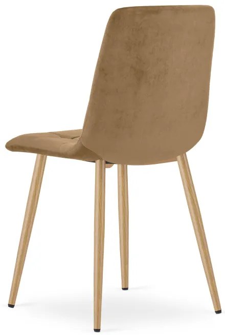 Set štyroch jedálenských stoličiek KARA zamatové, hnedé / hnedé nohy (4 ks)