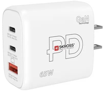 SKROSS USB A+C nabíjací adaptér Power Charger 65W GaN US, Power Delivery, typ A