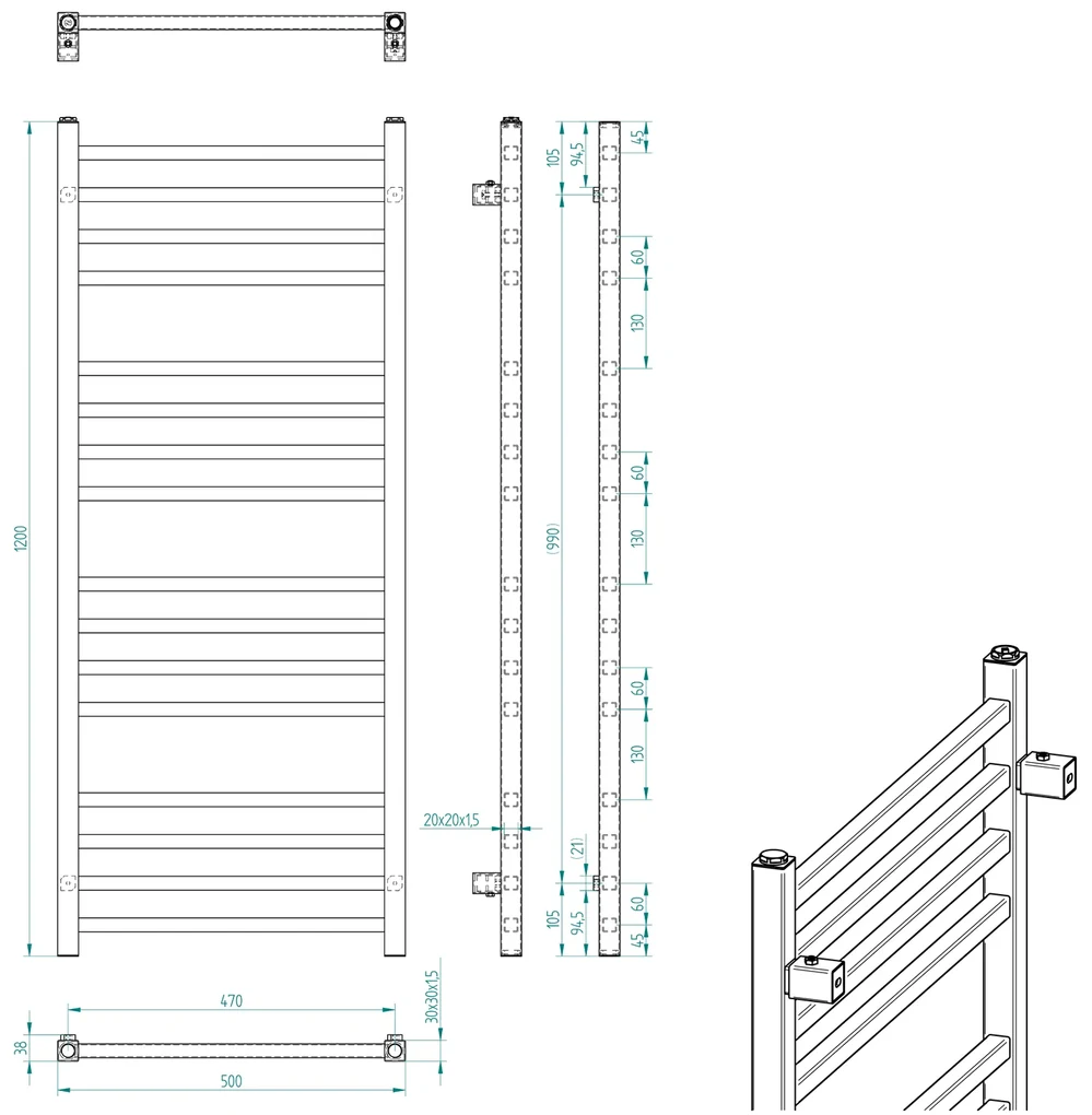 Sapho Sapho, METRO vykurovacie teleso 500x1200 mm, chrom, 0411-01