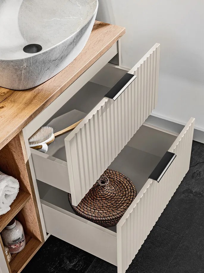 Závesná skrinka pod umývadlo Adele Cashmere s doskou 80 cm kašmír