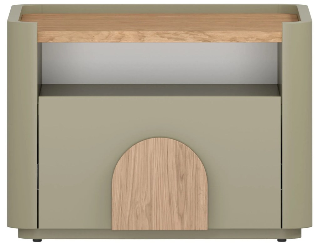 Nočný stolík Amilio 50 cm - eukalyptus / dub baltic dune / úchytky dub prírodný