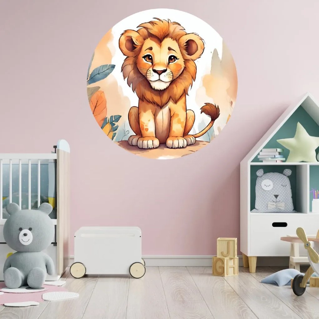 PIPPER. Kruhová samolepka na stenu "Lev" Veľkosť: 100 cm
