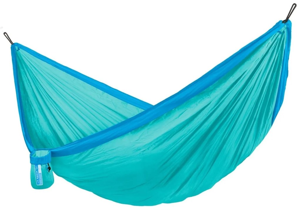 La Siesta COLIBRI 3.0 DOUBLE - cestovná hojdacia sieť ľahká ako pierko a napriek tomu veľmi pevná, 100% polyamid / laná: 100% polyester / hák: letecký hliník