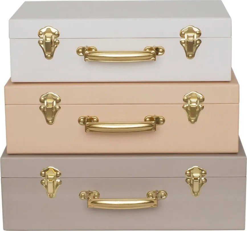 Detské retro kufríky prírodná/hnedá 3ks