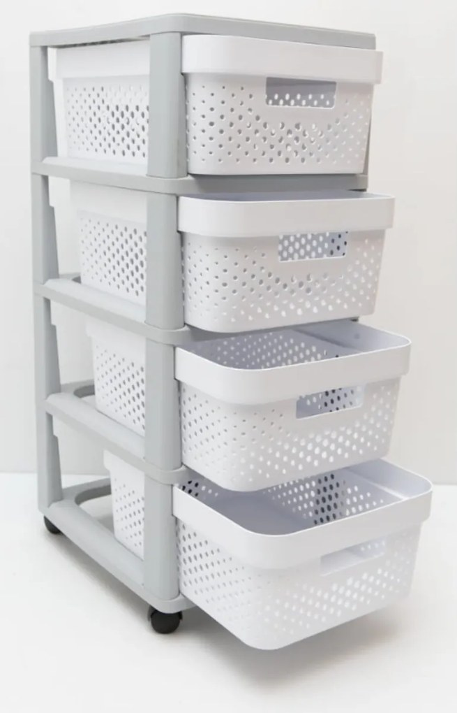 Curver Zásuvky INFINITY 4x11L perforované biele, skladacie