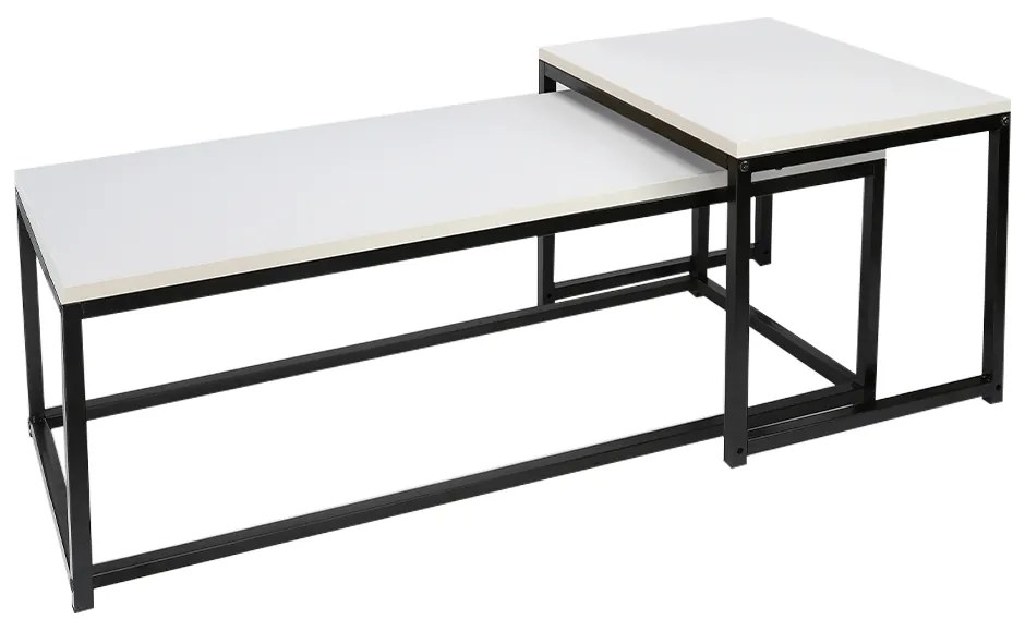 Konferenčné stolíky, set 2 ks, matná biela/čierna, KASTLER NEW TYP 2