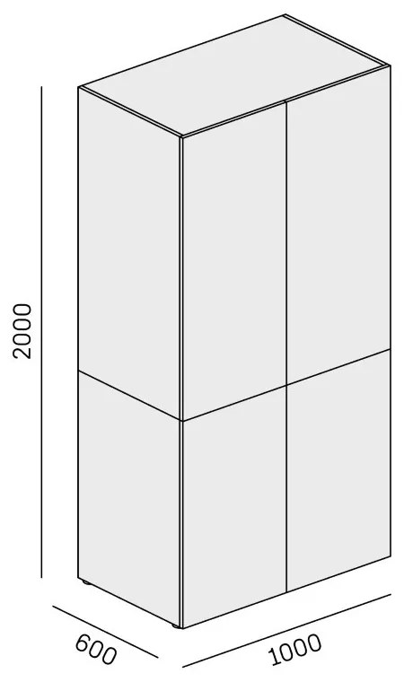 PLAN Kuchynská policová skriňa NIKA 1000 x 600 x 2000 mm, biela