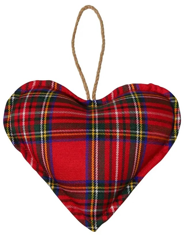 Závesné dekoratívne srdce Tartan S - 10 * 10 * 5cm