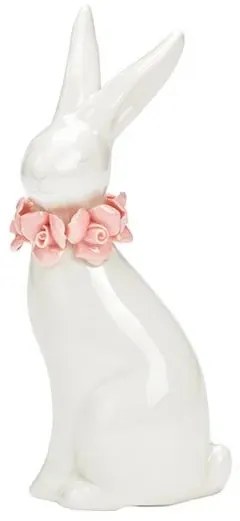 Keramický zajačik ROSE BUNNY 18 cm biely