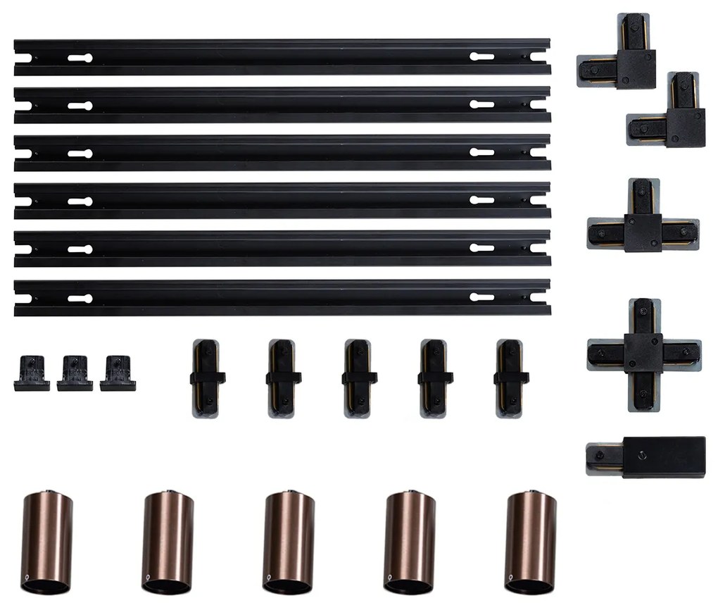 Moderný koľajnicový systém s 5 reflektormi tmavá bronz 1-fázový GU10 35 mm - Iconic Ruby