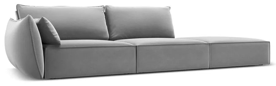 Svetlosivá zamatová pohovka ľavý roh 264 cm Vanda – Mazzini Sofas