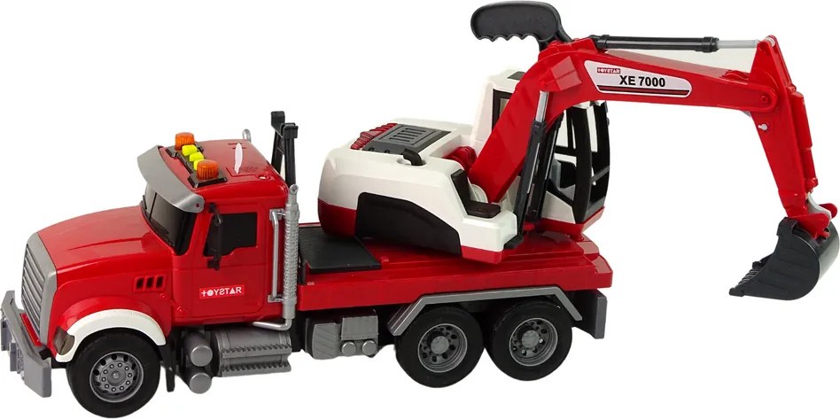 LEAN Toys Nákladné auto s bagrom, traktor, bager, zvuky, svetlá