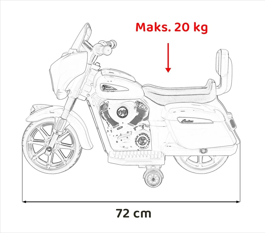 Ramiz Chopper INDIAN Biela motorka pre dieťa