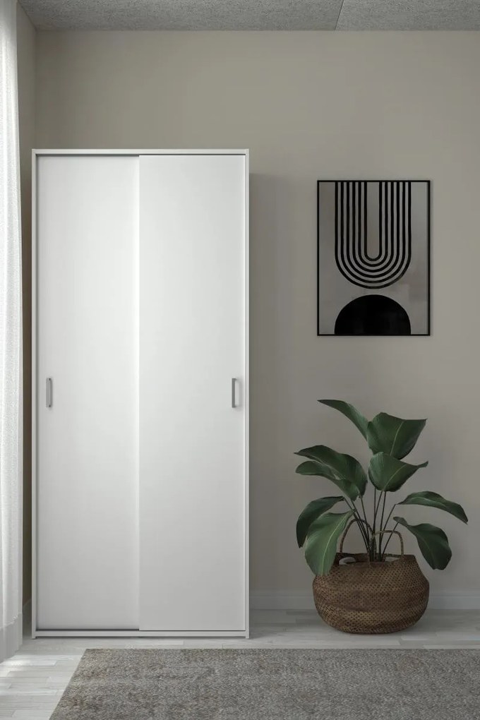 Šatníková skriňa Sida 77 cm s posuvnými dverami biela