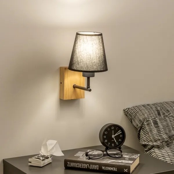 Brilagi - Nástenná lampa NUBILA WOOD 1xE27/25W/230V dub/čierna