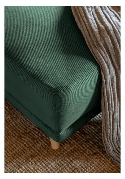 Zelená menčestrová rozkladacia rohová pohovka (variabilná) Lazy Lukka – Miuform