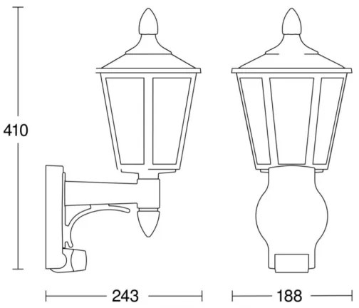 Steinel 617813 - Vonkajšie senzorové nástenné svietidlo L 15 1xE27/60W/230V IP44