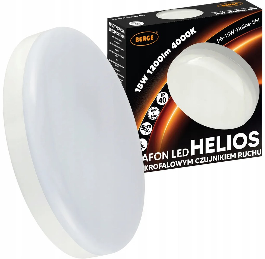 BERGE LED stropné svietidlo s pohybovým senzorom 15W - IP40 - neutrálna farba