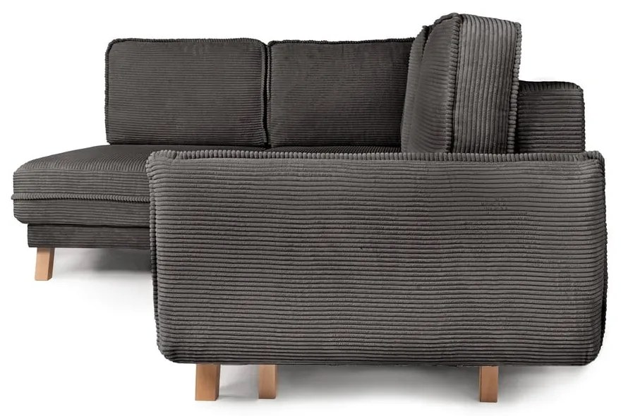 Sivá menčestrová rozkladacia rohová pohovka (ľavý roh) Tori – Bonami Selection