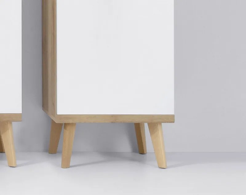 Vysoká vitrína Primo, dub riviera/biela