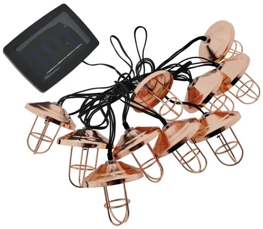 LED Solárny reťazec 10xLED/1,2V 300 mAh 3,8 m IP44 medený