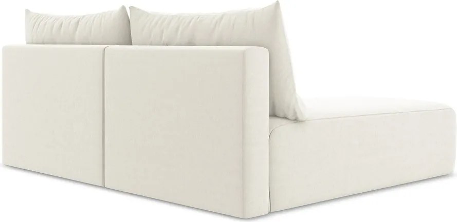 Krémovobiela zamatová rozkladacia/s úložným priestorom rohová pohovka (ľavý roh/s leňoškou) Kalena – Makamii