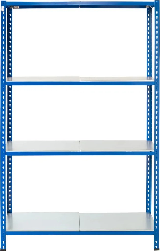 Bezskrutkový kovový regál 250x120x30cm L profil, 4 police