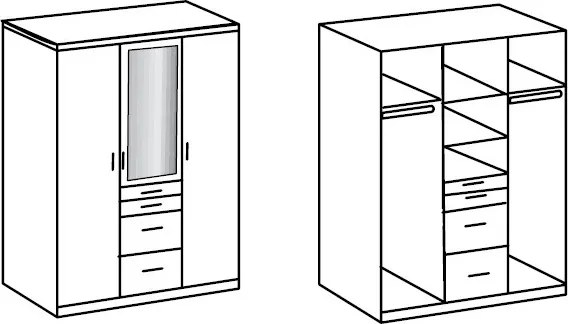 Šatníková skriňa Aachen, 135 cm, biela