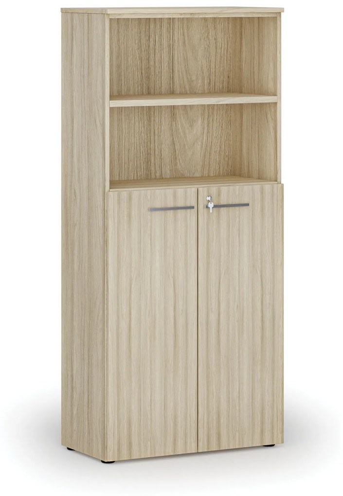 Kombinovaná kancelárska skriňa PRIMO WOOD, dvere na 3 poschodia, 1781 x 800 x 420 mm, dub prírodný
