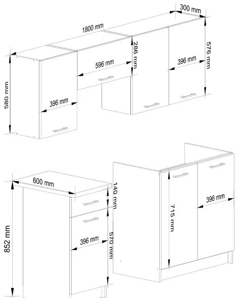 Kuchynská linka OLIWIA 1.8 m biela